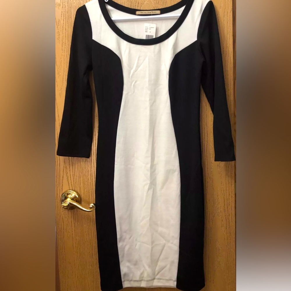 BRAND NEW Tee by Big Star Womens Black Ivory Colorblock Dress ¾ Sleeve Medium